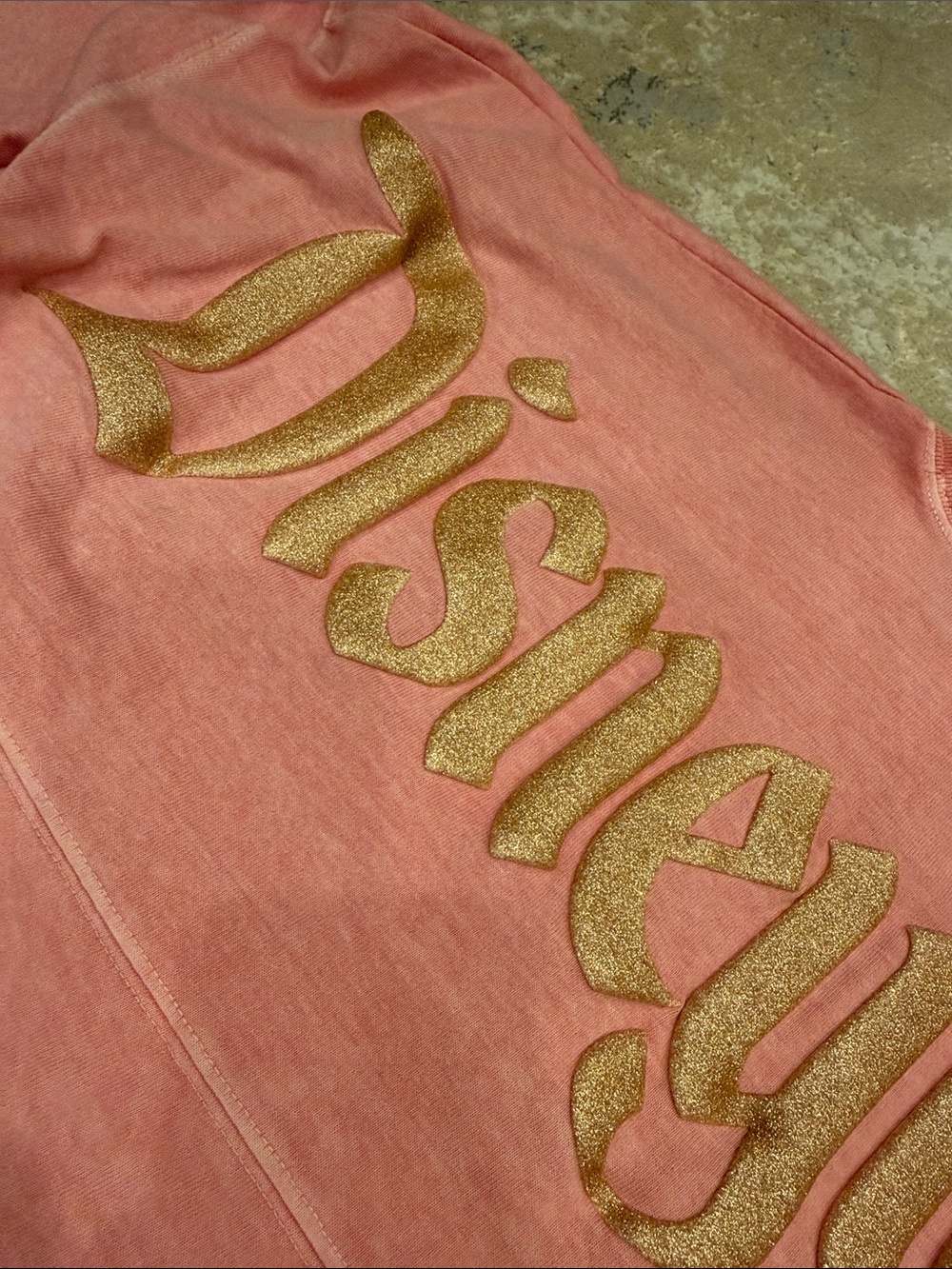 Disneyland Spirit Jersey Rose Gold Pink Glitter Oversized Size XS/S - Picture 5 of 9
